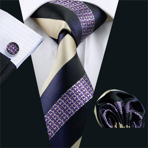 Purple Class Striped Tie Set