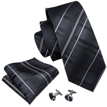 Load image into Gallery viewer, Fifty Shades of Black Striped Tie Set