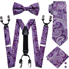 Load image into Gallery viewer, Violet Paisley Suspender Set