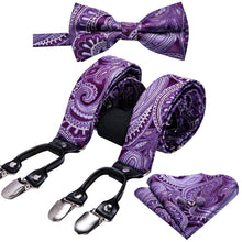 Load image into Gallery viewer, Violet Paisley Suspender Set