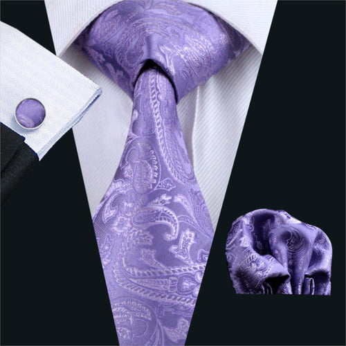 Blue Violet Paisley Tie Set