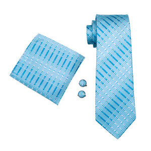 Ice Blue Striped Tie Set