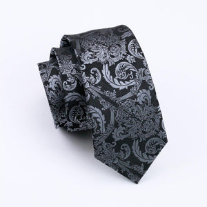 Grey and Black Paisley Tie Set