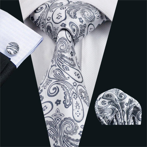 Silver OG Paisley Tie Set