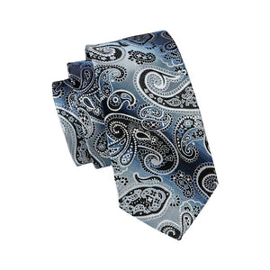 Blue Silver Paisley Tie Set