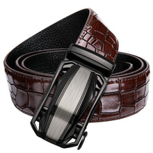 Load image into Gallery viewer, Brown Cherry Crocodile Auto Buckle Belt