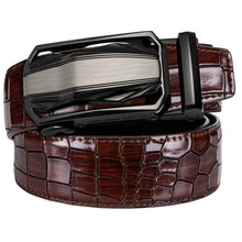 Load image into Gallery viewer, Brown Cherry Crocodile Auto Buckle Belt