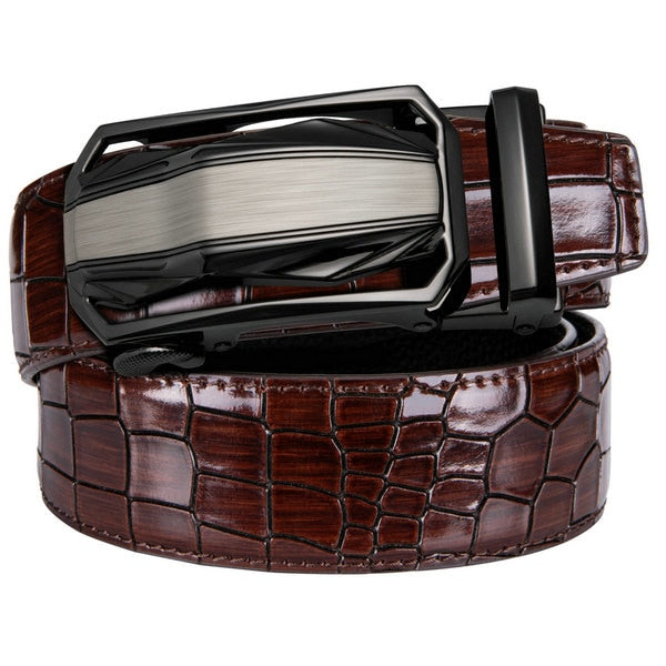 Brown Cherry Crocodile Auto Buckle Belt