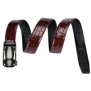 Brown Cherry Crocodile Auto Buckle Belt