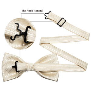 Ivory Striped Bow Tie Set