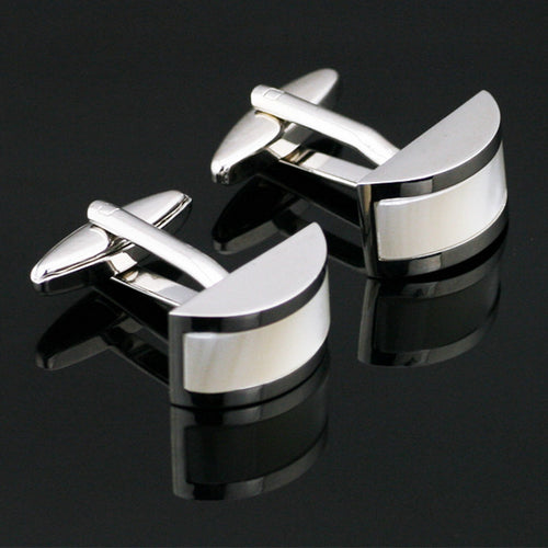 Thin Pearl Silver Cufflinks