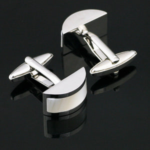 Thin Pearl Silver Cufflinks