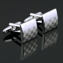Load image into Gallery viewer, Checkered Silver Cufflinks