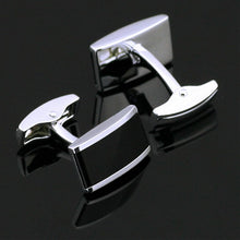 Load image into Gallery viewer, Thick Black and Silver Cufflinks